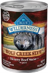 Blue Buffalo Wilderness Wolf Creek Stew Hearty Beef Stew Recipe Grain Free Canned, Wet Dog Food, Case of 12, 12.5oz