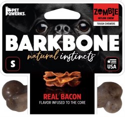 BarkBone Zombie Dog Chew, Real Bacon Flavor, Made in USA, Small
