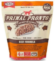 Primal Pronto Frozen Raw Scoop & Servce Beef Formula Dog Food, 4lb