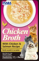 Inaba Chicken Broth with Chicken and Salmon Side Dish for Cats, Cat Treat, 1.76oz