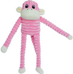 Zippy Paws Plush Spencer the Crinkle Monkey, Pink, Dog Toys, Small