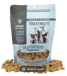Treatibles Ease Grain Free Blueberry Chews with Hemp Oil, Small/Medium, 75 count
