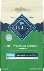 Blue Buffalo Life Protection Formula Adult Lamb and Brown Rice Recipe, Dry Dog Food, 30lb