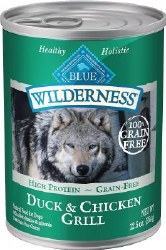 Blue Buffalo Wilderness Duck and Chicken Grill Recipe Grain Free Canned, Wet Dog Food, Case of 12, 12.5oz