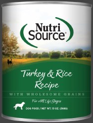 NutriSource Turkey & Rice, Wet Dog Food, Case of 12, 13oz