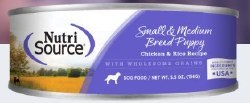 NutriSource Chicken & Rice Small & Medium Puppy Can, Wet Dog Food, case of 12, 5.5oz