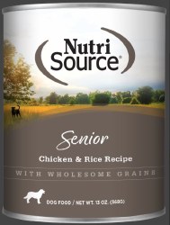 NutriSource Senior Formula Chicken and Rice Recipe Canned, Wet Dog Food, Case of 12, 13oz