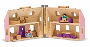 M&amp;D FOLD&amp; GO WOODEN DOLL HOUSE