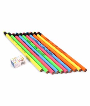 NEON HB RUBBER TIPPED PENCILS