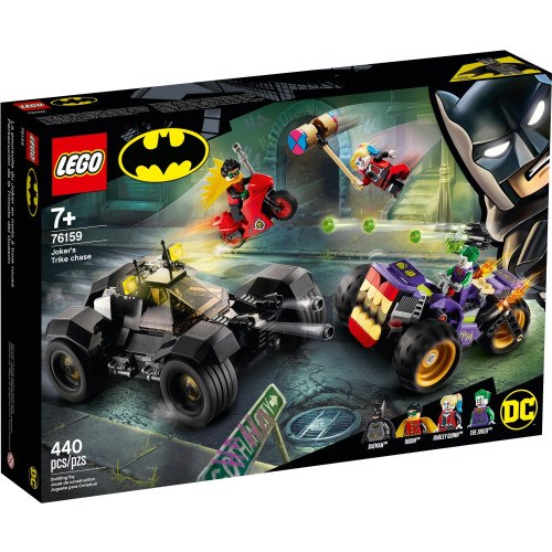 lego dc batman joker's trike chase batmobile playset with action minifigures 76159