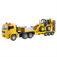 BRUDER LOW LOADER W/BACKHOE