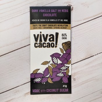 Viva Cacao Dark Vanilla Salt &amp; Cacao Nibs Artisinal Chocolate Bar, 41g