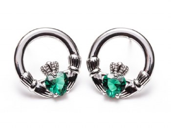 Newgrange Living Earrings Silver Cladagh Green