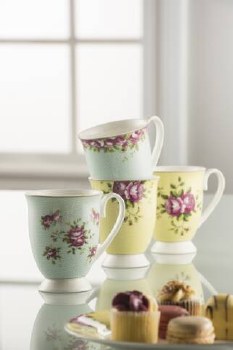 Aynsley Archive Rose Footed Mugs Set of 4