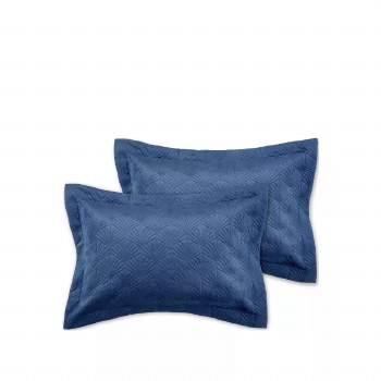 Art Deco Pearl Navy Pillowsham Pair
