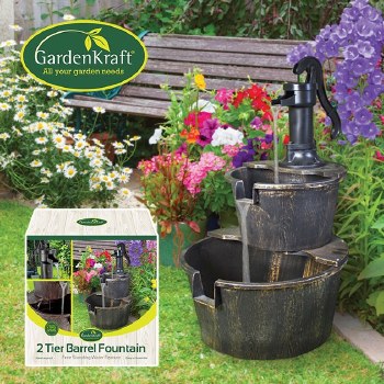 Barrel Fountain 2 Tier Water Feature