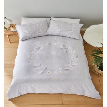 Bee Happy Grey Single Duvet Set