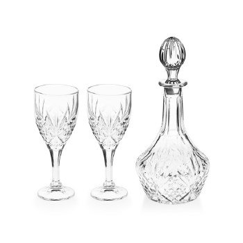 Tipperary Crystal Belvedere Wine Decanter &amp; 2 Wine Glasses