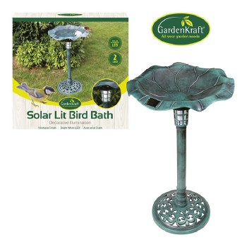 Bird Bath with Solar Lights