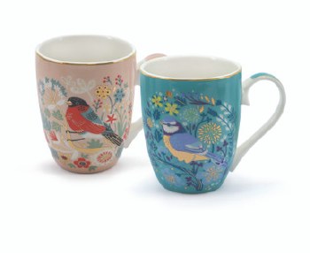 Tipperary Crystal Birdy Set of 2 Large Mugs - Blue Ti