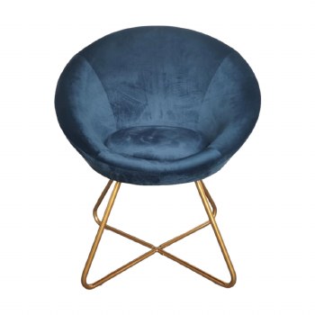 Straits Velvet Chair Blue Gold Legs