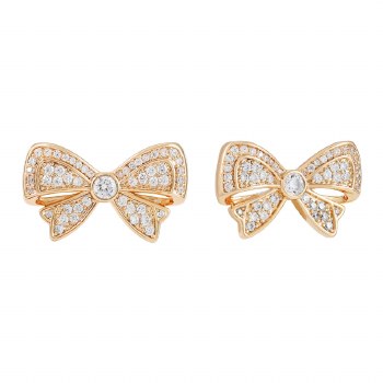 Tipperary Crystal Bow Double Earrings Gold