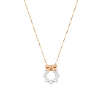 Tipperary Crystal Bow Pearl Pendant Gold