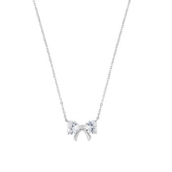 Tipperary Crystal Bow Pendant CZ Silver