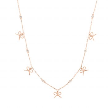 Tipperary Crystal Bow Pendant Five Bow Rose Gold