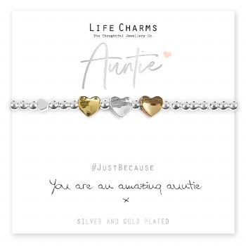 Life Charms Bracelet Amazing Aunty Hearts