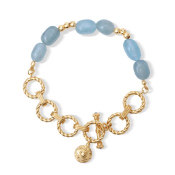 Newbridge Silverware Bracelet Gold Blue Stone Sappho