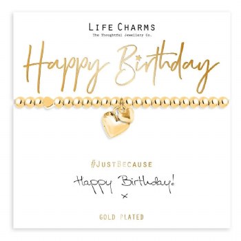 Life Charms Bracelet Happy Birthday Gold Heart Charm Bracelet