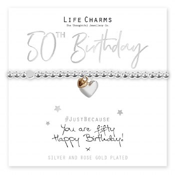 Life Charms Bracelet You Are 50 Heart