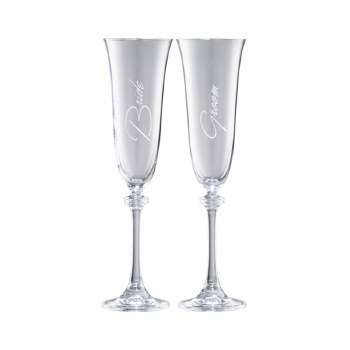 Galway Crystal Bride &amp; Groom Liberty Flute Pair