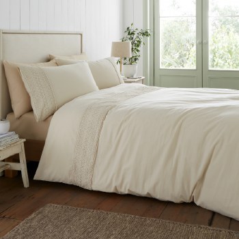 Broderie Anglaise Cream Double Duvet