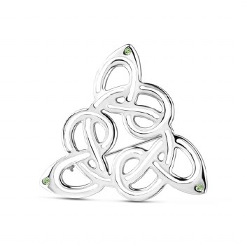 Newbridge Silverware Brooch Celtic Green Stones