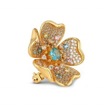 Newbridge Silverware Brooch Gold Floral Colour