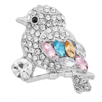 Indulgence Brooch Multi Crystal Bird