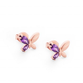 Tipperary Crystal Butterfly Rose Gold Earrings Purple