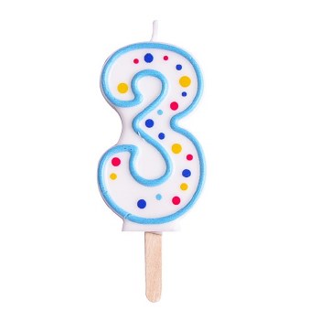 Candle Blue Numeral 3