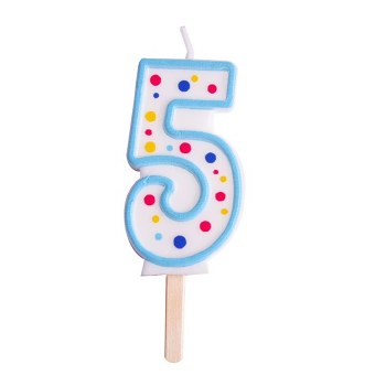 Candle Blue Numeral 5