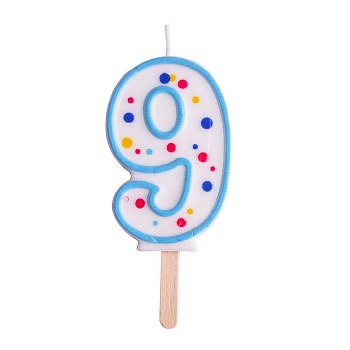 Candle Blue Numeral 9