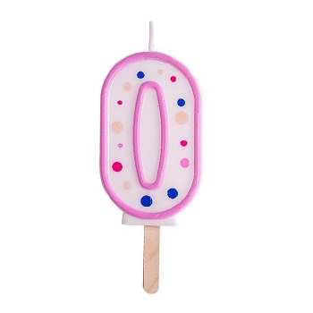 Candle Pink Numeral  0