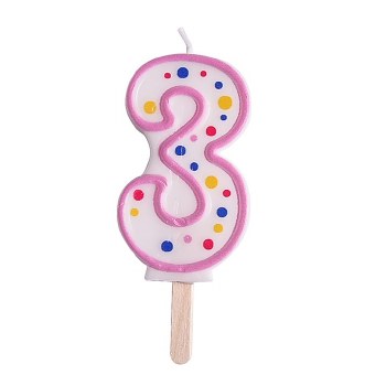 Candle Pink Numeral 3
