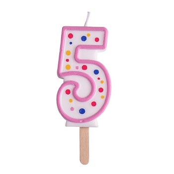 Candle Pink Numeral 5