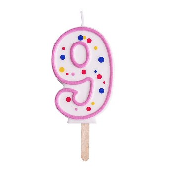 Candle Pink Numeral 9