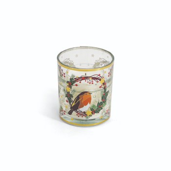 Tipperary Crystal Candle Robin Wreath LED Light Up