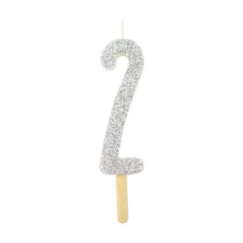 Candle Silver Glitter 2