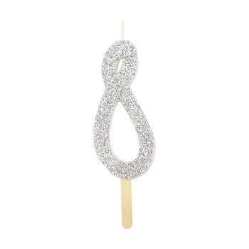 Candle Silver Glitter 8