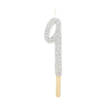 Candle Silver Glitter 9